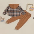 thumbnail image 4 of Boys Ripped Drawstring Pants Set with Long Sleeve Hooded Plaid Tops, 4 of 9