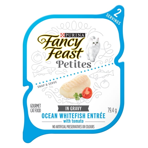 Fancy Feast Petites Entrée de Poisson Blanc avec Tomates Nourriture pour Chat Gourmet