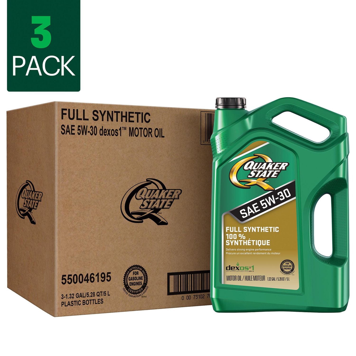 Quaker State Full Synthetic 5W-30 Motor Oil, 5 Litre (3 pack)