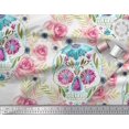 thumbnail image 3 of Soimoi Poly Georgette Fabric Skull,Rose & Anemone Flower Printed Craft Fabric by The Yard 42 Inch Wide, 3 of 3