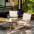 thumbnail image 2 of Outsunny Set of 2 Folding Camping Chair, Portable Armchairs, Khaki, 2 of 10