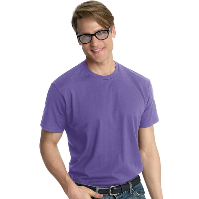 Hanes Nano-T Men`s T-shirt, S, Purple