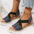 thumbnail image 2 of Womens Sandals Printed Beach Slippers Summer Wedge Platform Arch Support Orthopedic Shoes, 2 of 9