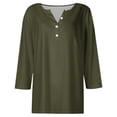 thumbnail image 4 of Timegard Tops for Women Long Sleeve Notched V-Neck Button Shirts Solid Color Fall Casual Loose Comfy Tops, 4 of 5