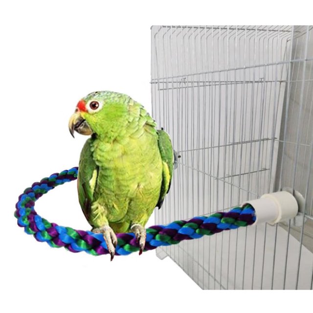 Bird Cage Toy Cotton Rope Bird Perch Curved Bird Cage Rope Perch for Large Medium and Small Parrots Budgies Parakeets