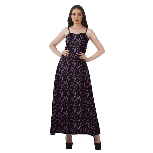 Moomaya All Over Printed A Line Sleeveless Womens Summer Party Dresses
