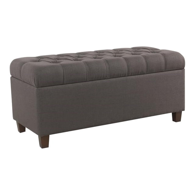 HomePop Ainsley Traditional Fabric Button Tufted Storage Bench in Gray