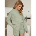 thumbnail image 2 of Topcobe Women' s Long Sleeve Solid Color Lounge Wear Set, S-3XL Green, 2 of 5