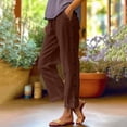 thumbnail image 2 of Yanlir Ladies' High Waist Straight Leg Trousers Solid Color Casual Pants with Button Fly Zipper Pocket Stretch Office Work Long Pants(Red,L), 2 of 4