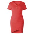thumbnail image 4 of Cameland Women's Casual Neck Ruched Stretchy T Shirt Short Mini Dress, 4 of 5