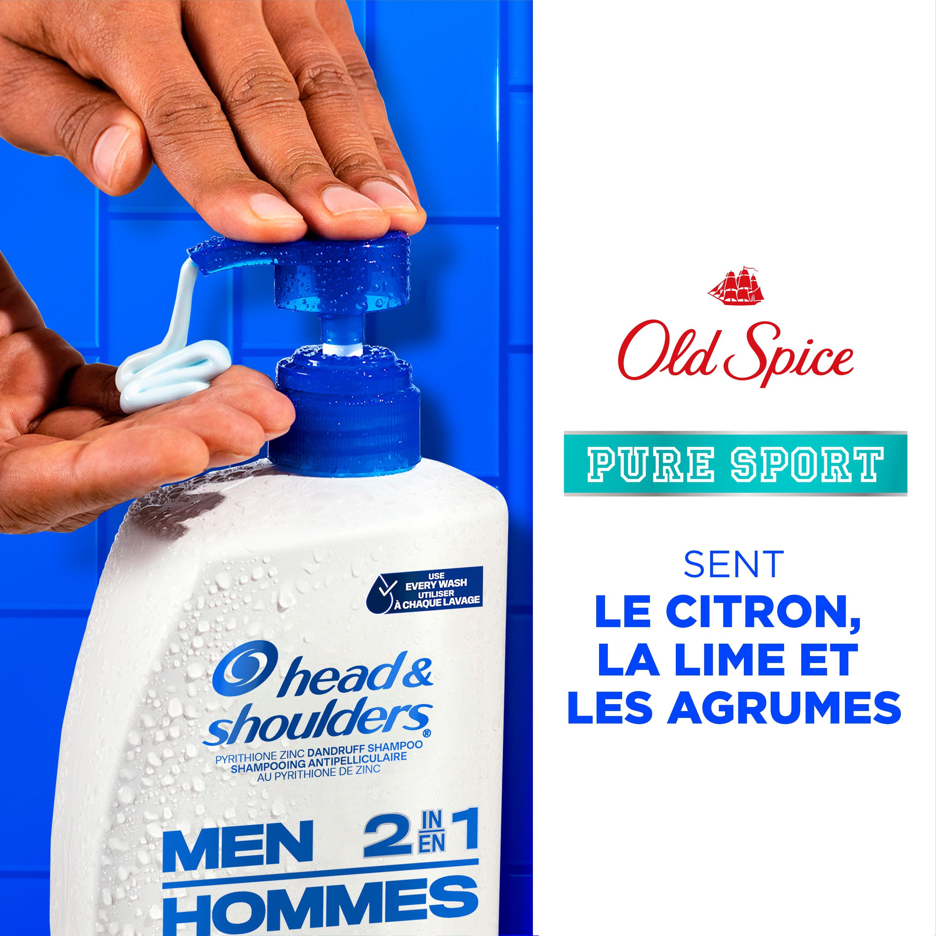 Head & Shoulders Old Spice Pure Sport 2-in-1 Anti-Dandruff Shampoo + Conditioner for Men