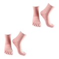 thumbnail image 2 of relayinert Soft Five Toe Socks Stretchable Cotton High Crew Socks Athletic Solid Socks Pink 2Set, 2 of 6