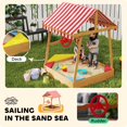 thumbnail image 4 of Qaba Kids Sandbox with Cover, 4 Seats, Rudder, Deck, for Ages 3-8, Yellow, 4 of 10
