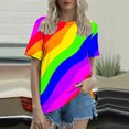 thumbnail image 4 of Penkiiy T-Shirt Coloré pour Femme Arc-en-Ciel Col Rond Manches Courtes Chemise Basique Haut Blouse S Multicolore, 4 of 6