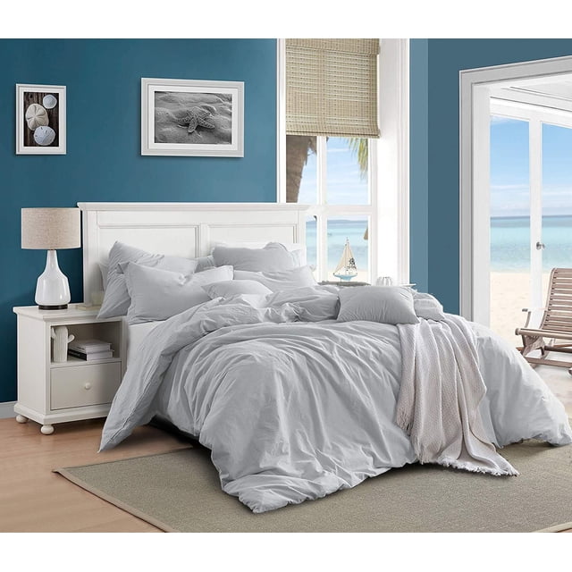 Swift Home Ensemble de housse de couette uni prélavé 100 % coton