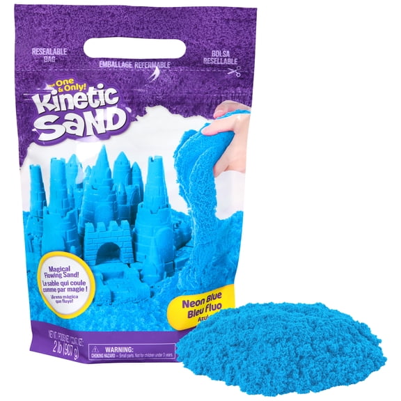 Kinetic Sand, 2lbs Blue Play Sand, Moldable Sensory Toys for Kids, Resealable Bag (Packaging May Vary), for Ages 3 and up
