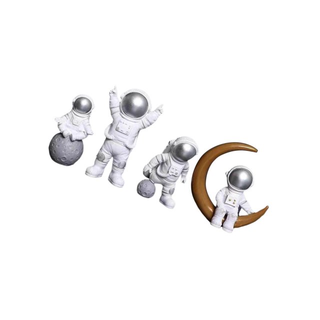 4Pcs Astronaut Statue Outer Space Spaceman Figurine Home Decor White Silver