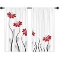 thumbnail image 3 of ORUYROP Rideaux de Cuisine à Fleurs Rouges 55 x 39 Pouces Pétales Floraux Poche pour Tringle Lignes de Feuilles Géométrique Moderne Femme Fille Blanc Noir Imprimé Salon Chambre Rideaux de Fenêtre Traitement Tissu 2 Pa, 3 of 5