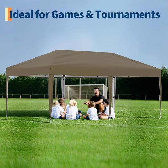 AKDSteel 10x20 Pop Up Canopy, Outdoor Beach Tent With One Push Setup, Upf 50+ Waterproof Sun Shade For Events And Camping