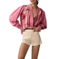 thumbnail image 1 of Gupgi Women Floral Shirts Long Sleeve Ruffles Button Down Fashion Blouses Spring Loose Tops, 1 of 7