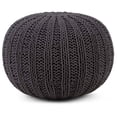 thumbnail image 1 of Simpli Home Shelby Boho Round Hand Knit Pouf in Slate Gray Cotton, 1 of 5