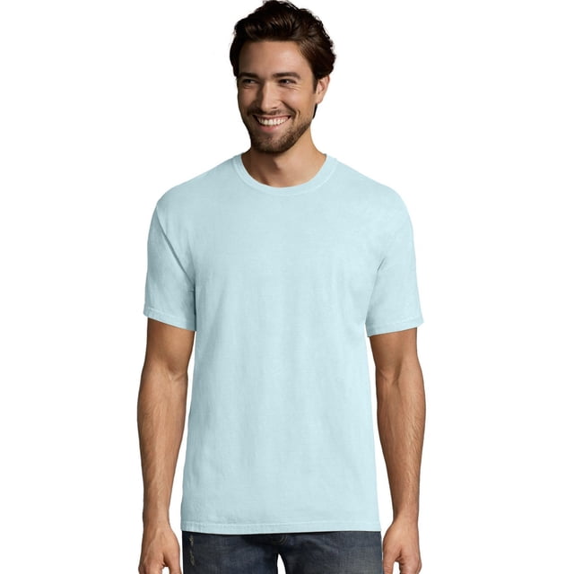Hanes Mens Big ComfortWash Garment Dyed Short Sleeve Tee, 2XL, Soothing Blue