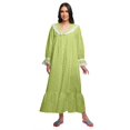 thumbnail image 1 of Moomaya Robe de Nuit Maxi pour Femmes en Coton à Col en V Imprimé avec Bordure Volantée, 1 of 5