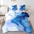 thumbnail image 1 of YST Ensemble de Douillette 7 Pcs en Marbre Bleu Marine, Abstrait Moderne, Polyester, Type Douillette et Housse de Couette, Format Double (7 Unités), 1 of 4