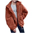 thumbnail image 4 of Ladies Loose Plush Long Sleeve Zipper Pullover Pocket Color Sweater Coat, 4 of 6