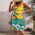 thumbnail image 4 of Ovzne Robes pour Femmes Robe Femme Été Mode Plage Poche Imprimé Sans Manches Robe à Col en V Robe de Printemps Imprimée Liquidation, 4 of 7