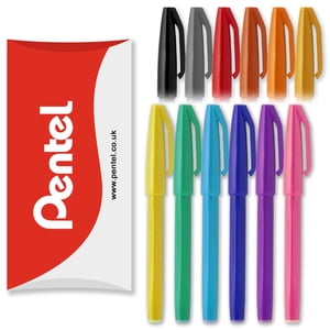 Pentel S520 Stylos de marqueur de pointe en fibre de stylo d'origine - 2mm Nib - Gamme de produits 12 dans l'emballage d'oreiller