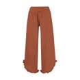 thumbnail image 3 of Plebaso Womens Wide Leg Pants Ruffle Hem Flowy Palazzo Pants Drawstring Casual Plain Vacation Beach Pants, 3 of 4