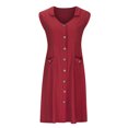 thumbnail image 3 of Birdeem Womens Summer Solid Color V-Neck Soft Comfortable Sleeveless Vest Dress, 3 of 6