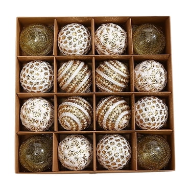 Staron Christmas Ornaments Sets, Gold Christmas Tree Ornaments, 2.36 Inch Large Shatterproof Christmas Ball Ornaments for Christmas Tree Decorations, 16 Count