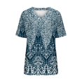 thumbnail image 3 of Cathalem Women's Tshirts Short Sleeve Crew Neck Ruched Stretch Fitted Tee Shirts Crop Tops,Navy M, 3 of 3