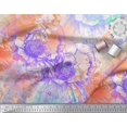 thumbnail image 2 of Soimoi Orange Rayon Crepe Fabric Flower Watercolor Print Sewing Fabric Yard 46 Inch Wide, 2 of 3