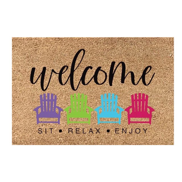 HHBEAUTY Summer Welcome Doormat Spring Summer Mats Welcome Floor Mats Polyester Door Rug Beach Flowers Sunshine Non Slip Floor Mat for Indoor Outdoor Home Decor