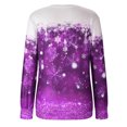 thumbnail image 4 of IROINID Liquidation Chandails à Capuchon de Noël pour Femmes Imprimé Col Rond Chandail à Enfiler Hauts Manches Longues Blouse Confortable Chandail, Violet, 4 of 6