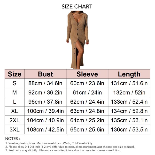 Robe Chandail Longue en Tricot à Col en V Profond pour Femmes avec Boutons, Manches Longues, Robe Maxi