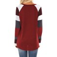 thumbnail image 3 of ZXZY Women Color Block Round Neck Long Sleeve Scoop Hem Tunic Top, 3 of 3
