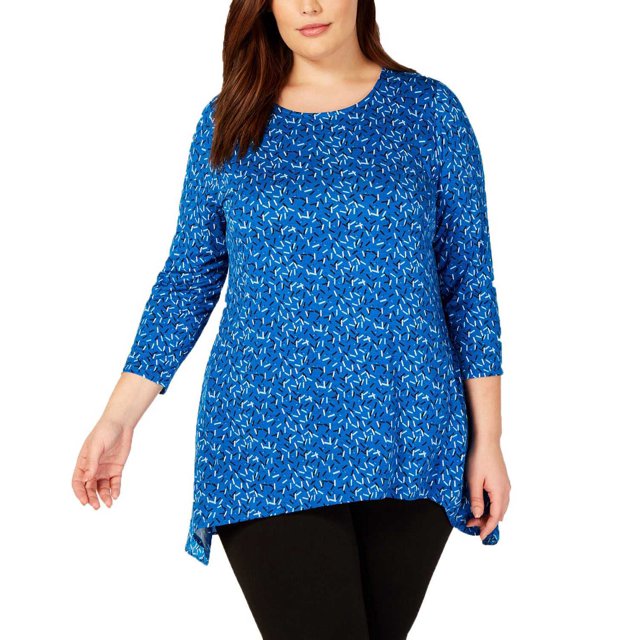 Alfani Hauts à Dos Tissé Imprimés pour Femmes Grande Taille, Marine, 2X