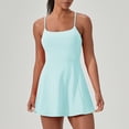 thumbnail image 2 of hotojiny Robes 2 en 1 pour Femmes à Bretelles Spaghetti Extensibles Robe de Tennis d'Entraînement avec Shorts Unie Fluide Évasée Mini Robes Actives, 2 of 7