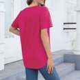 thumbnail image 4 of Blouses pour Femmes Couleur Unie Col Rond Manches Courtes T-Shirt Blouse Hauts, 4 of 9