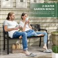 thumbnail image 4 of Outsunny Banc d'Extérieur avec Dossier à Motif Floral, Causeuse de Patio, Noir, 4 of 10