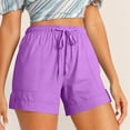 thumbnail image 2 of Casual Shorts for Women, Elastic Waist with Drawstring, Side Pockets, Loose Fit, Polyester Fabric, Solid Color, Summer Spring Wear, 2 of 9