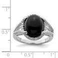 thumbnail image 2 of Bague en Argent Sterling 925 Rhodié Onyx et Diamant, 2 of 2