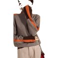 thumbnail image 5 of Spring and Winter Design Sense Lazy Loose Contrast Color Sleeves Full Imitation Wool Turtleneck Sweater Women's Spring and Winter, 5 of 5