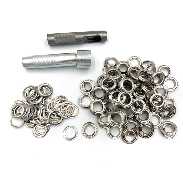 Outil de Perforation d'Illets + Perforation de Trous + 100 Ensembles d'Outils en Cuir à Illets Argentés