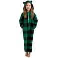 thumbnail image 1 of Combinaison à Manches Longues pour Filles, Combinaison à Capuche à Carreaux à Manches Longues, Tenue de Nuit Décontractée d'Hiver avec Chaleur, Rouge, Manches Longues, 1 of 6