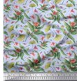 thumbnail image 1 of Soimoi Blue Poly Georgette Fabric Leaves & Azalia Floral Print Fabric by Yard 52 Inch Wide, 1 of 5